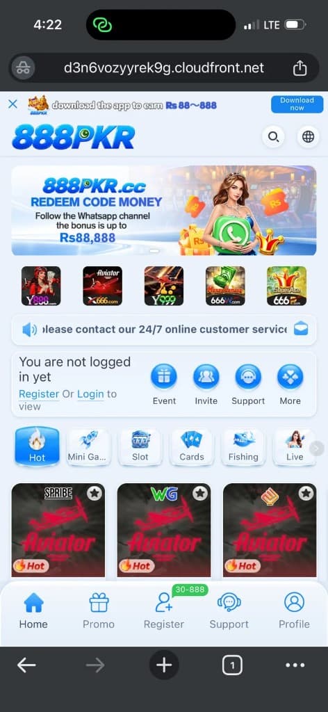 888PKR Home Interface