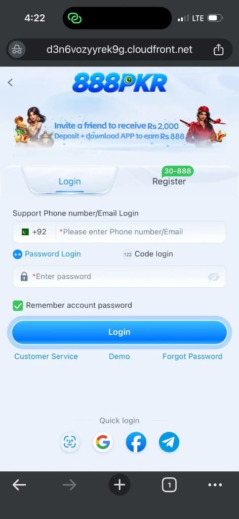 888PKR Login Page